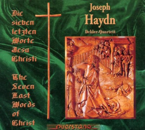 "CD cover with green background, cross, and religious scene illustration."