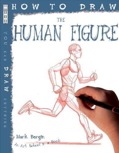 "Book cover with a hand drawing a red male figure, titled 'How to Draw the Human Figure'."