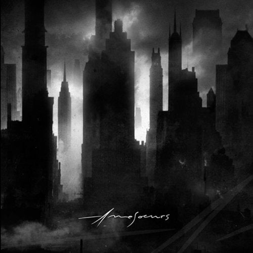 "Dark cityscape album cover with 'Amesoeurs' written in white signature script at the bottom."