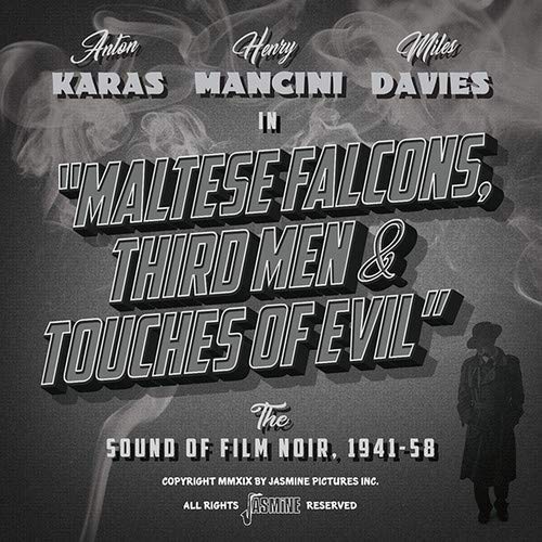 "CD cover with dark, smoky background and silhouetted figure, featuring film noir soundtrack information."