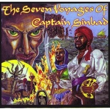 "Album cover art for 'The Seven Voyages Of Captain Sinbad' with fantasy pirate scene."