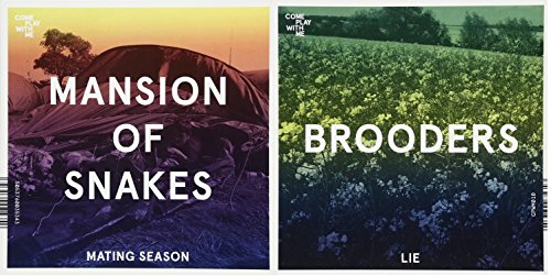 Vinyl record covers for "Mansion of Snakes" and "Brooders" side by side.