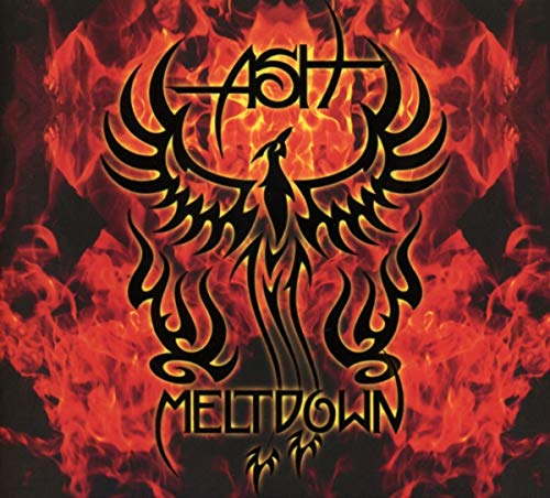 The alt text for the image is: "CD cover with phoenix in flames, titled 'Ash - Meltdown'".