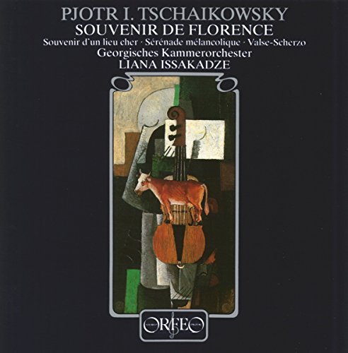 A black album cover featuring a painting of a cello and white text.