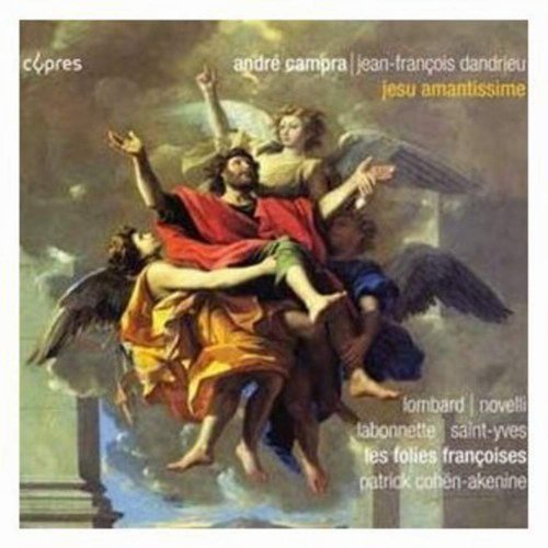 "CD cover with a painting of Jesus and three angels in the clouds."