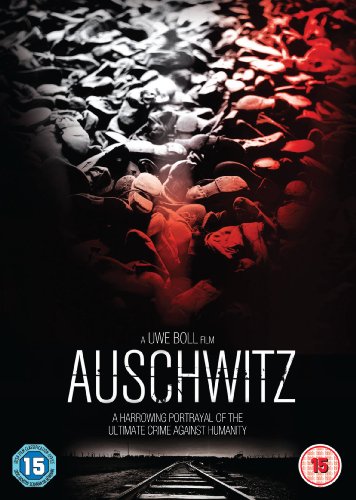 "A DVD cover featuring a red and black image of piled dolls and railway tracks."