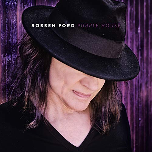 "Album cover featuring a man in a black hat and shirt against a purple background."