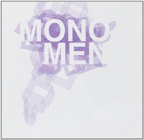 The image is an album cover with a white background and a purple geometric design. For accessibility purposes, a suitable alt text could be: "Album cover with 'MONO MEN' text and purple geometric shapes on a white background."