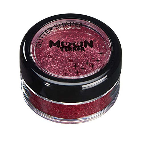 Halloween Glitter Shakers by Moon Terror - Blood Red - Cosmetic Festival Makeup Glitter for Face, Body, Nails, Hair, Lips - 5g