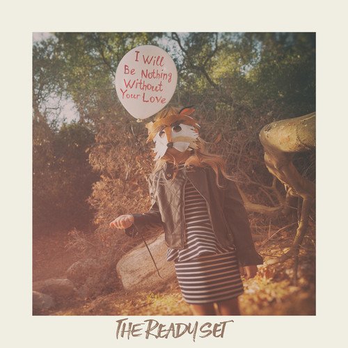 Album cover with a person wearing a fox mask, holding a balloon with song title.