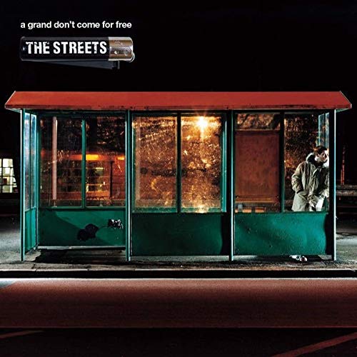 "Album cover featuring a man in a bus shelter at night, with 'The Streets' text."