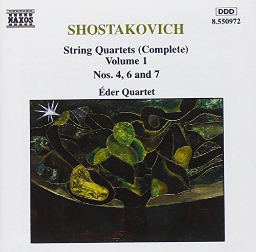 CD cover with abstract art and text "SHOSTAKOVICH String Quartets (Complete) Volume 1".