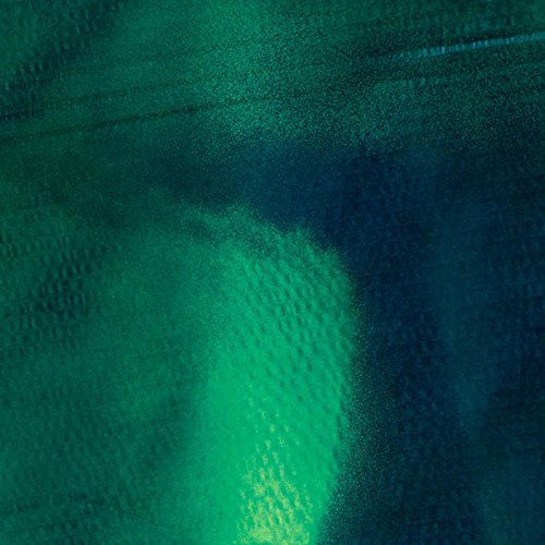 The image is a close-up of a vinyl record, showcasing its textured surface and vibrant green color. Alt text: Green vinyl record with textured surface.
