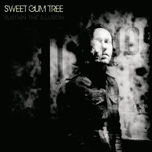 Black and white album cover with a man in a leather jacket.