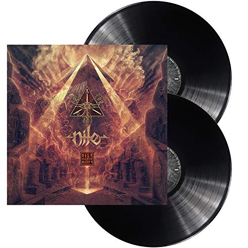 Album cover art featuring a pyramid with flames and ancient Egyptian statues.