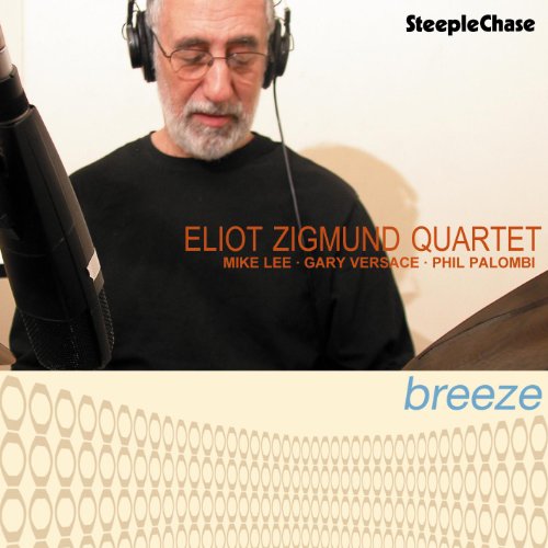 Album cover featuring a man recording with a microphone and headphones, beige background.