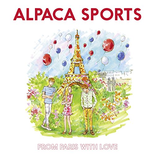 "Album cover with watercolor Eiffel Tower illustration and red, white, and blue balloons."
