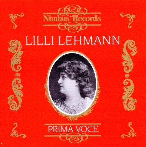 Red album cover with gold designs, featuring a black-and-white portrait of Lilli Lehmann.
