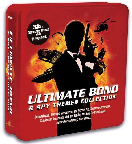 "CD case cover featuring a silhouette of a man in a tuxedo with a gun."