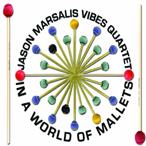 "Album cover with mallets arranged in a circle and text around the edge."