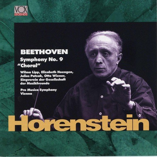 CD cover featuring a conductor, green background, and yellow text "Horenstein" at the bottom.
