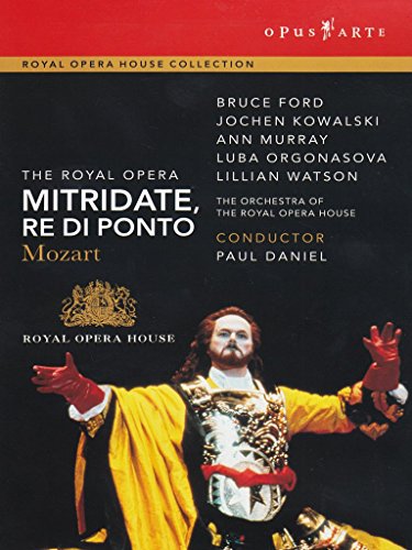 DVD cover for Mozart's "Mitridate, Re Di Ponto" featuring a man in ornate costume.