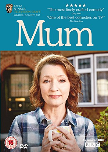 DVD cover for "Mum" featuring a woman holding a mug, wearing a plaid shirt.