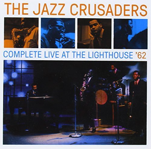 Jazz album cover featuring a band performing on stage with close-up musician images.