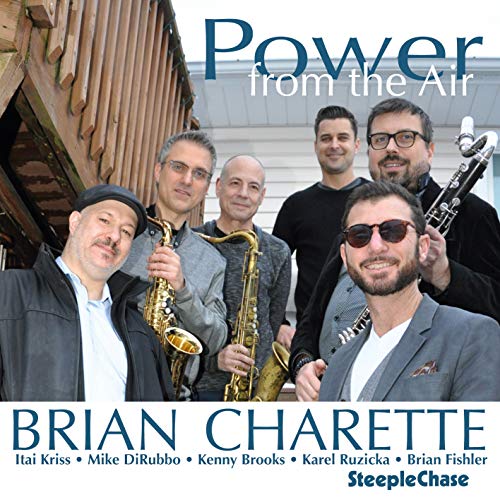 Album cover with five men holding saxophones and clarinet, posed together.