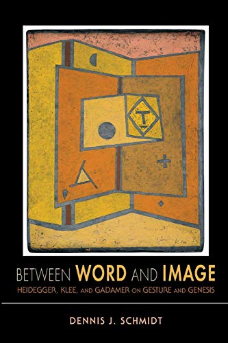 Book cover with abstract geometric art and title "Between Word and Image" on a black background.
