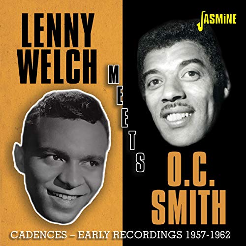 "CD cover with black and white portraits of two men on split background."