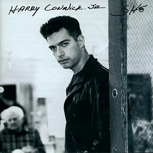 Black and white album cover featuring Harry Connick Jr. in a leather jacket.