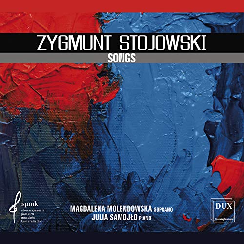 "CD cover with abstract red and blue painting, white text, and logos."