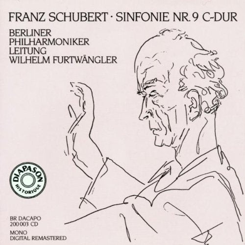 A CD cover featuring a black line drawing of a man conducting.