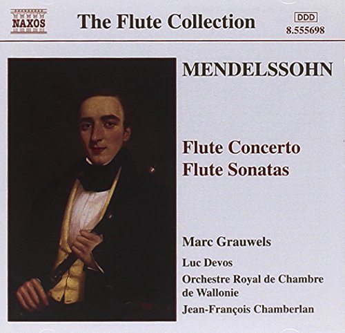 CD cover with portrait of man holding flute, light grey background, and black text.