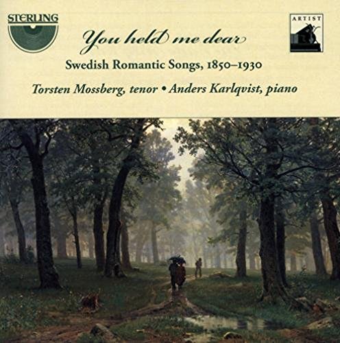 "CD cover with forest painting, beige top, green text, and logos."