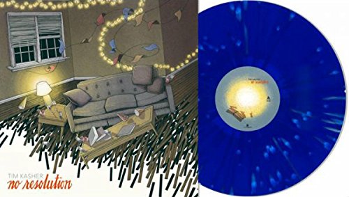 The vinyl album cover features a cartoon room with a couch, table, and string lights.