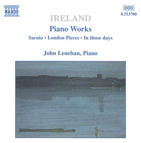 "Album cover with serene lake painting and blue text on white background."