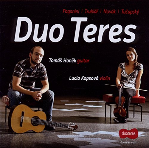 "CD cover featuring a man with guitar and woman with violin."