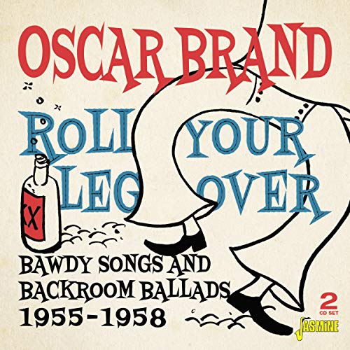 "Album cover featuring cartoon leg and bottle, with red, blue, and black text."