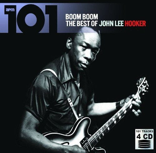 "CD cover featuring black-and-white photo of John Lee Hooker playing an electric guitar."