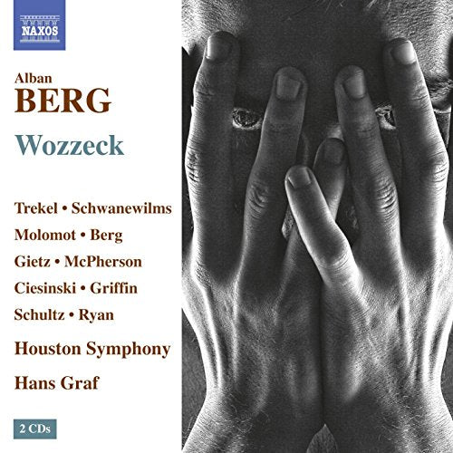"CD cover with black and white image of hands covering a man's face."