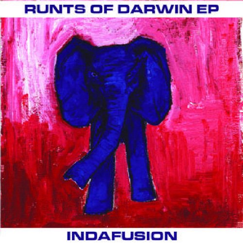 Album cover featuring a blue elephant on a red and pink background.