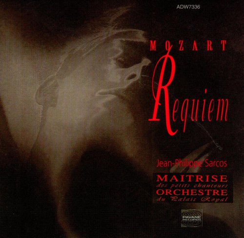 CD cover for Mozart's Requiem, featuring a blurred angel image and red text.