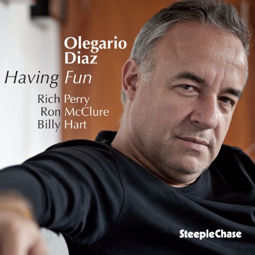 "Olegario Diaz album cover featuring a man in a black shirt."
