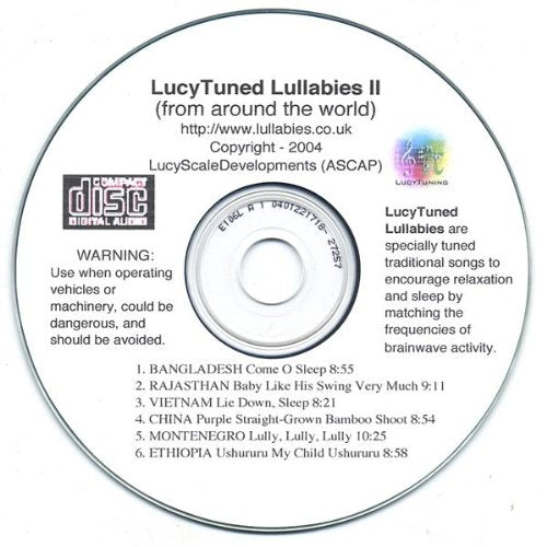CD with black text on white background, displaying song titles and warnings.