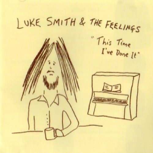 "Album cover with simple drawing of man with long hair and piano."