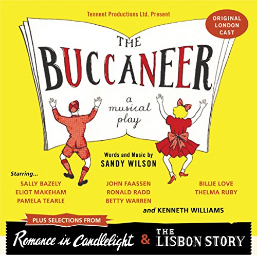 "CD cover for 'The Buccaneer' musical, featuring cartoon characters on a yellow background."
