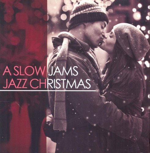 "Album cover with a couple kissing in the snow, text overlay."