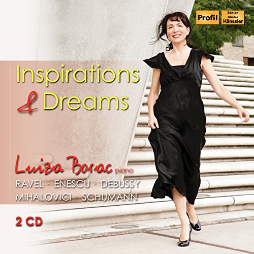 CD cover featuring a woman in a black dress on white stairs.